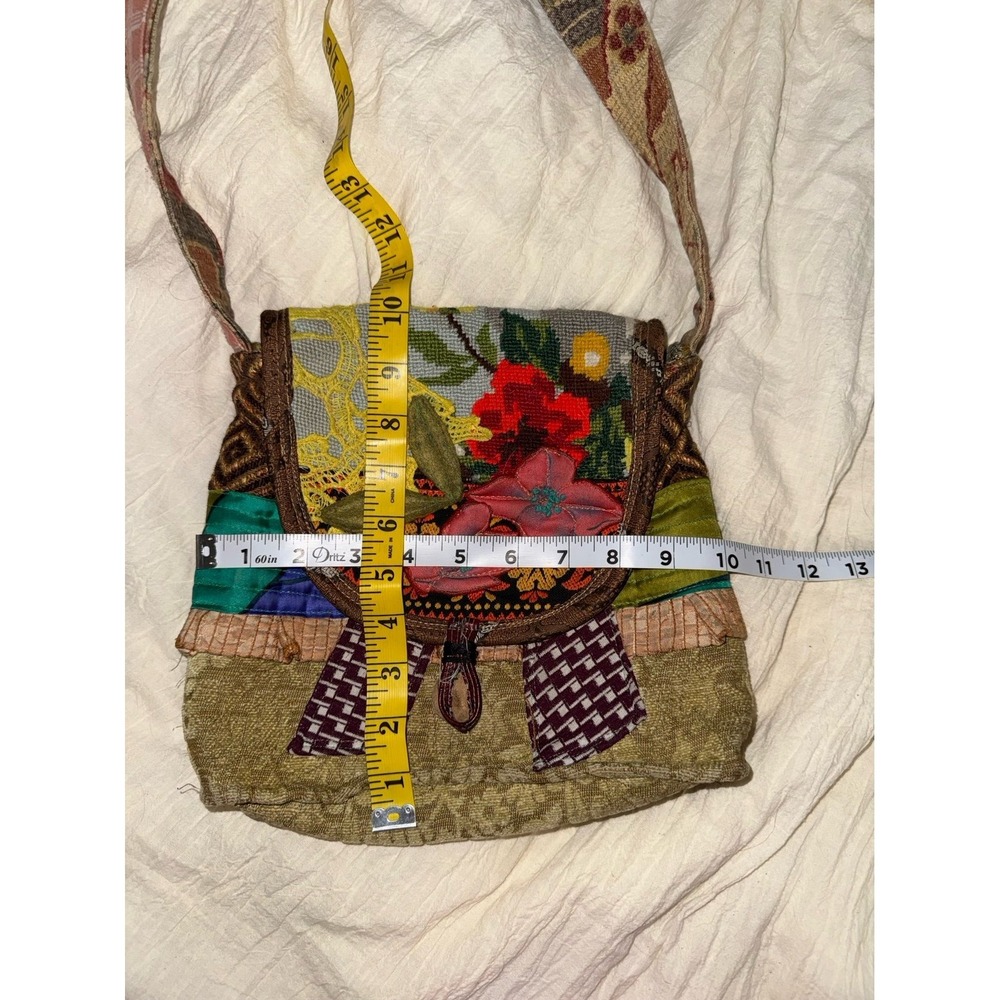 Handbags for Healing crewel stitched fabric ruffle handmade crossbody bag purse - Picture 10 of 12